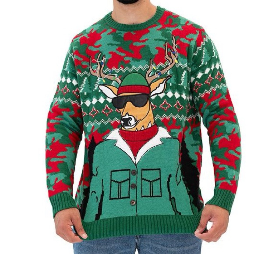 Men’s Big+Tall Jollidays Kohl’s Ugly Christmas Deer Pattern Sweater Size 4XB - Picture 4 of 6